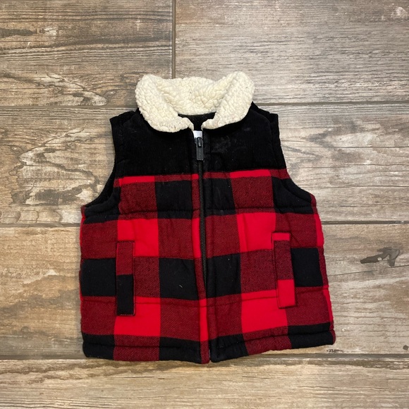 Baby Red and Black Checkered Zip Up Vest - Picture 1 of 1
